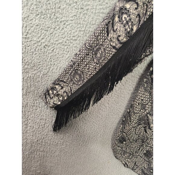 Asos Paisley Print Fringe Shirt Top Tunic Regular Fit Long Sleeve Women's Medium - Picture 6 of 12